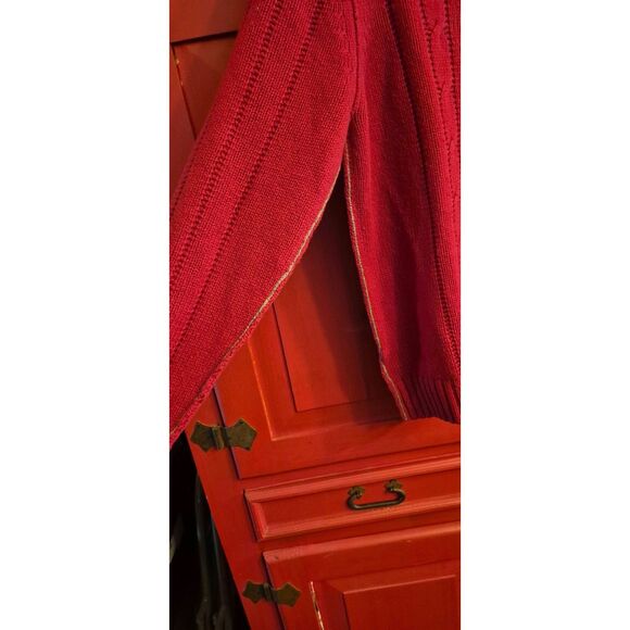 Tommy Bahama Size XL 80% Lambswool Island Crafted Sweater Red Chambray Trim EUC - Picture 4 of 4